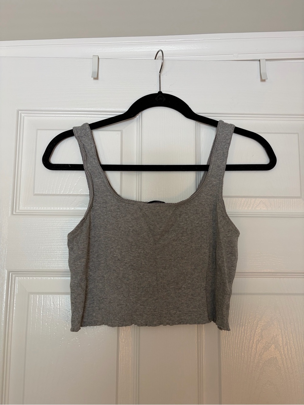 Forever 21 Gray Ribbed Crop Tank Top